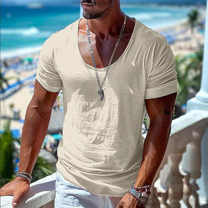Herren T-Shirt V-Ausschnitt Leicht Atmungsaktiv