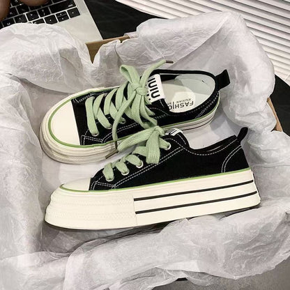 Damen Plateausneaker Sportlich Atmungsaktiv Canvas