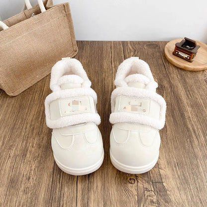 Damen Sneaker Warm Flauschig Klettverschluss Winter