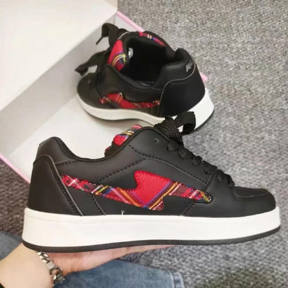 Damen Sneaker Sportlich Karomuster Rutschfest - BerlinGlamour