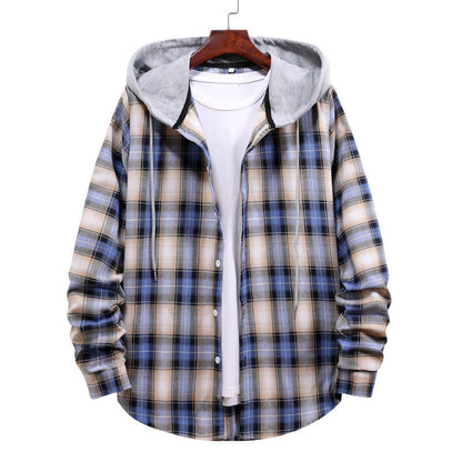Herren Karohemdjacke Kapuze Taschen Winterjacke Modern