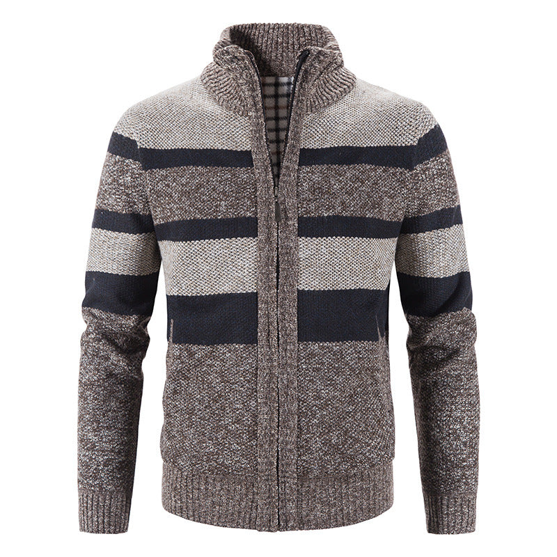 Herren Strickjacke Modern Stehkragen Reißverschluss