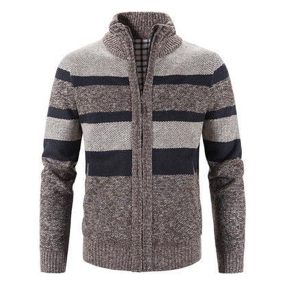 Herren Strickjacke Modern Stehkragen Reißverschluss