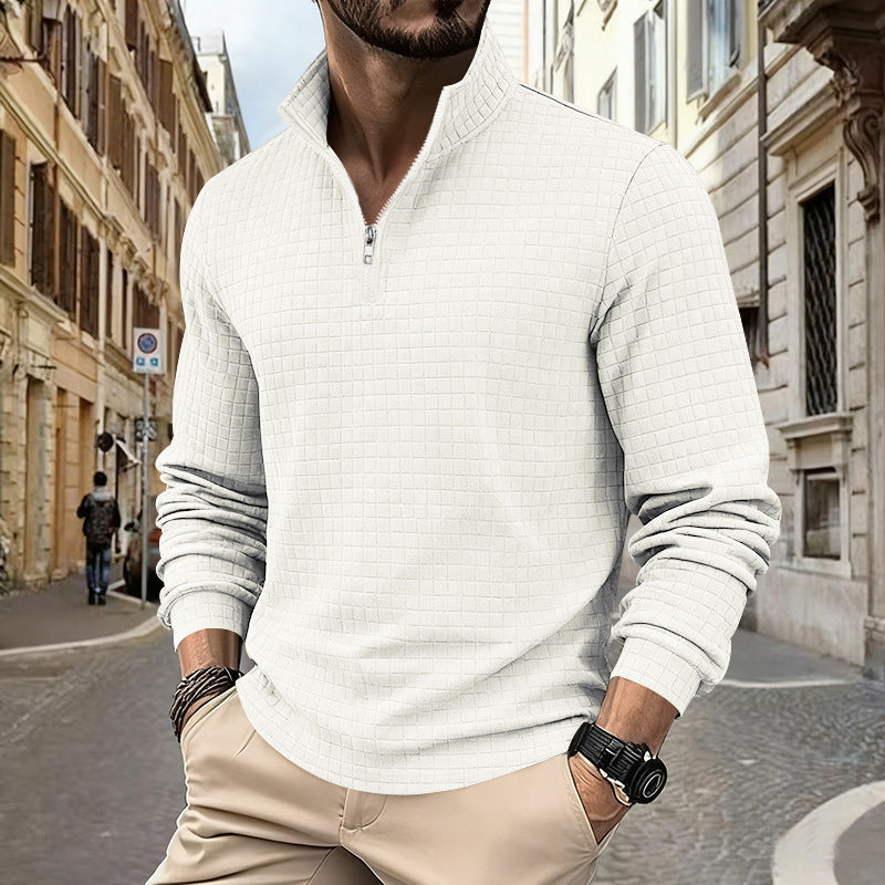 Herren Sportpullover Strukturiert Modern Zip