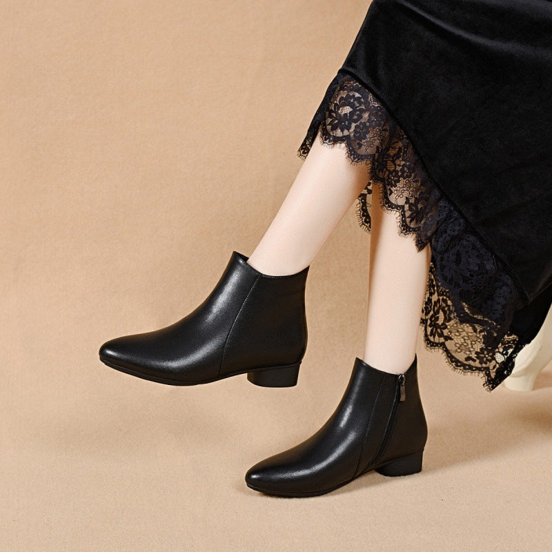 Damen Stiefel Spitz Schuhe Hochwertig Lederschlange