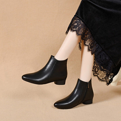 Damen Stiefel Spitz Schuhe Hochwertig Lederschlange