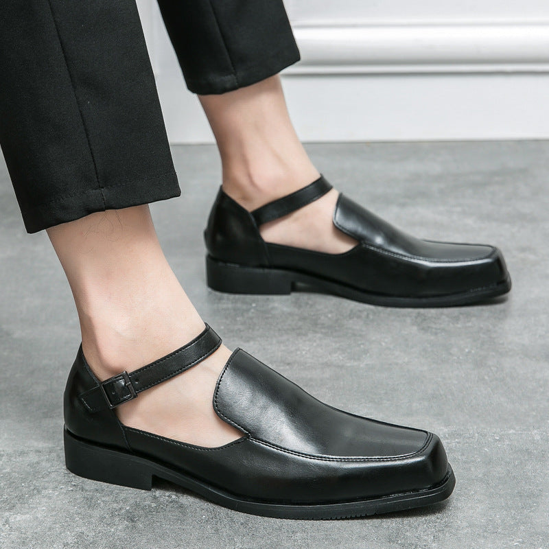 Damen Lederschuhe Elegantes Design Schnallenverschluss Schwarz