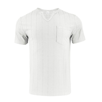 Herren Kurzarmshirt Strukturiert mit Brusttasche Modern