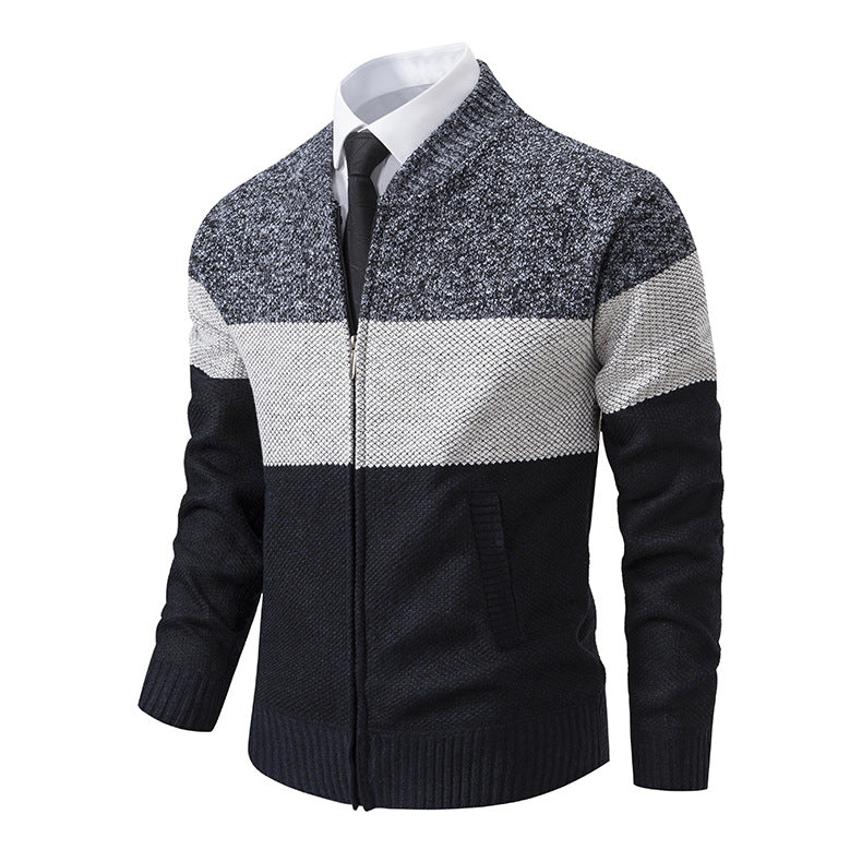 Herren Strickjacke Modern mit Reißverschluss Grau - BerlinGlamour