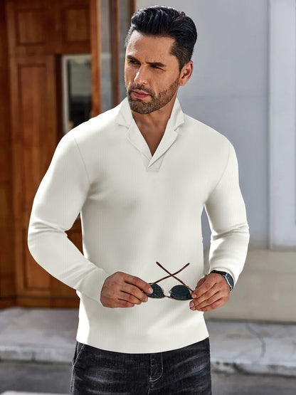 Herren Polohemd Langarm Modern Kragen SlimFit