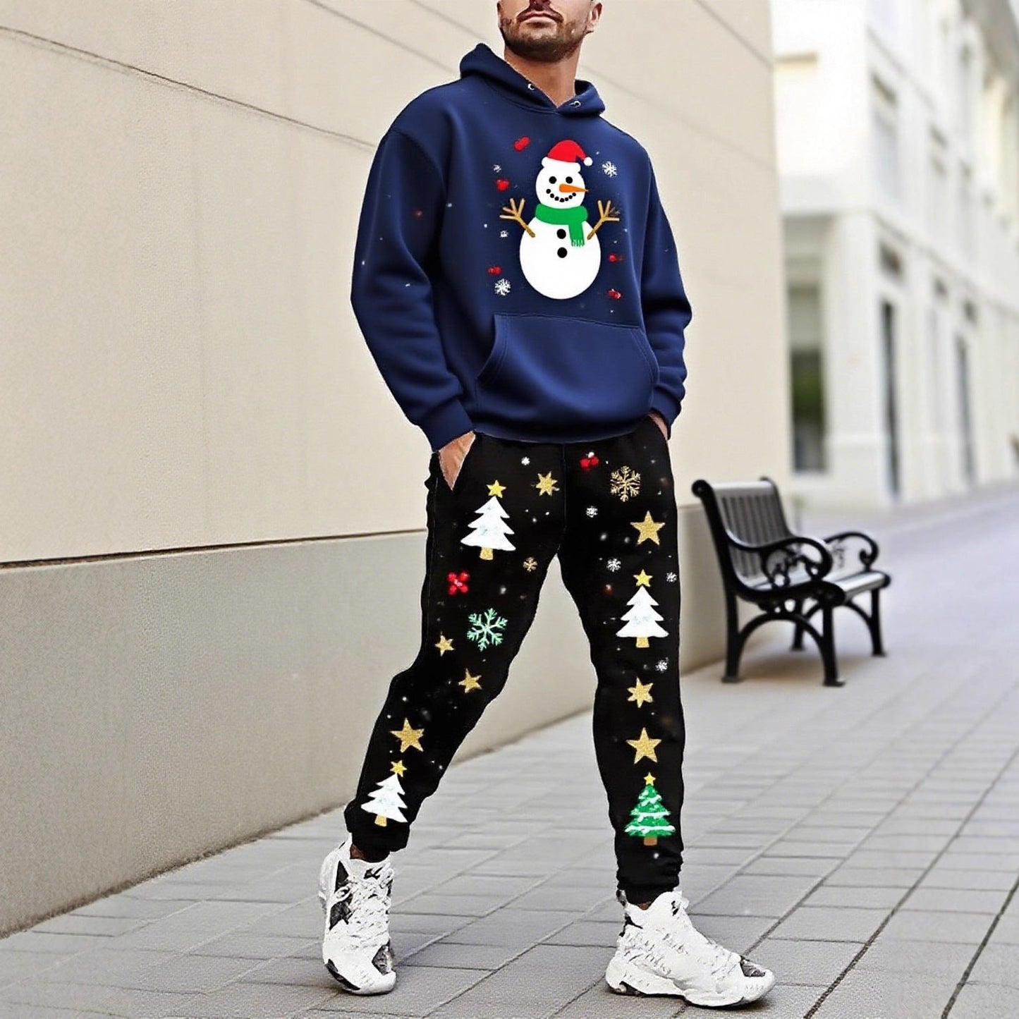 Weihnachts Pullover Set Herren Kapuzenpullover Jogginghose