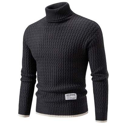 Herren Strickpullover Hochkragen Strukturmuster Modern