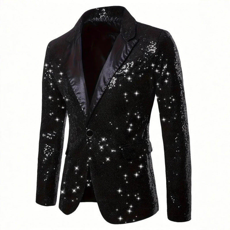 Herren Smokingjacke Glitzer Pailletten Elegant Schwarz - BerlinGlamour