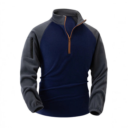 Herren Fleece-Pullover Warm Halb-Reißverschluss Funktions-Taschen