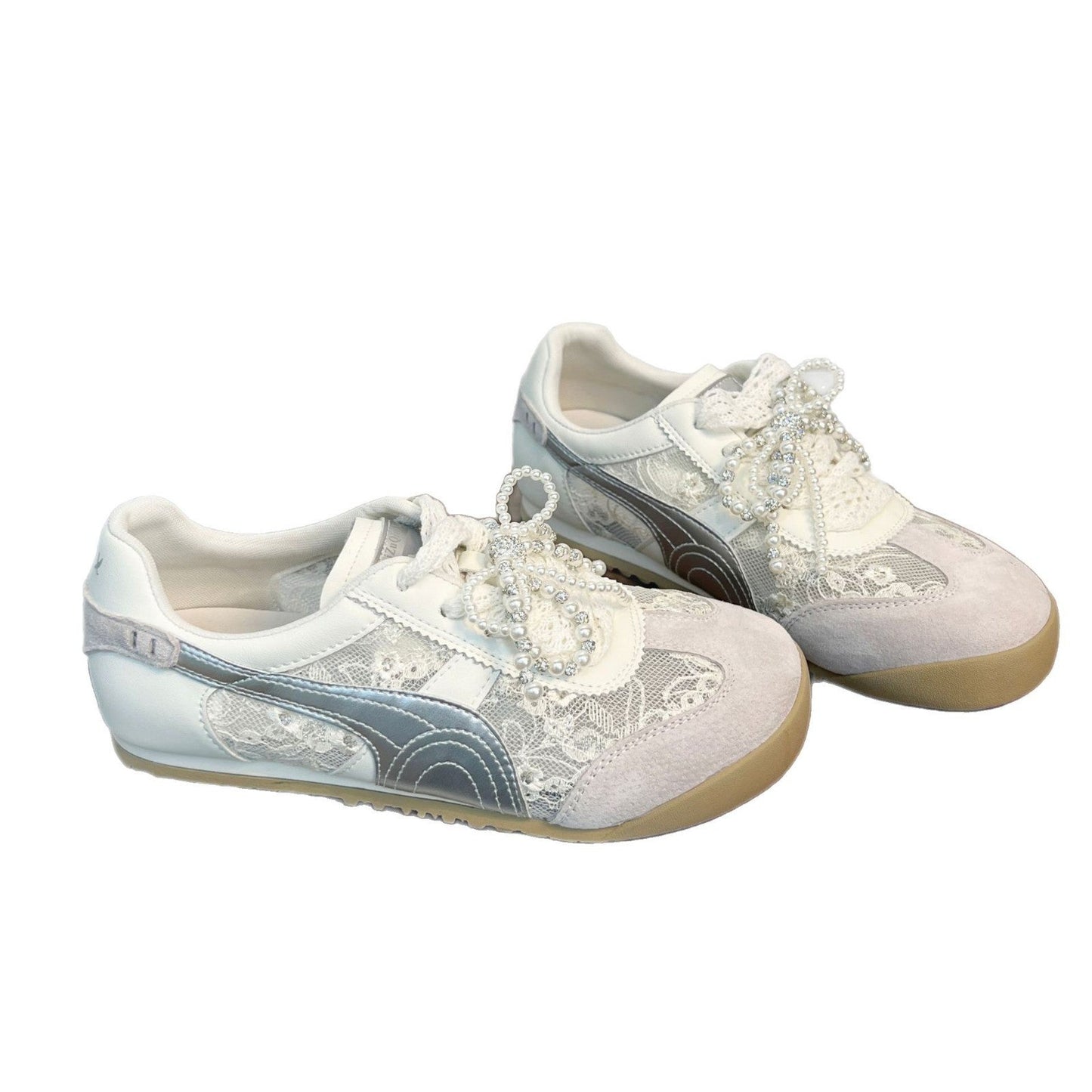 Damen Sneaker Elegante Perlen Sneaks Schuhe