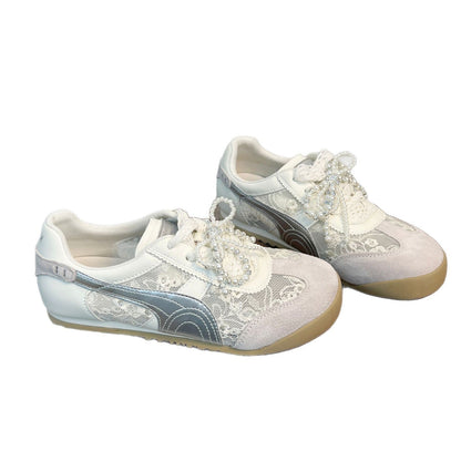 Damen Sneaker Elegante Perlen Sneaks Schuhe