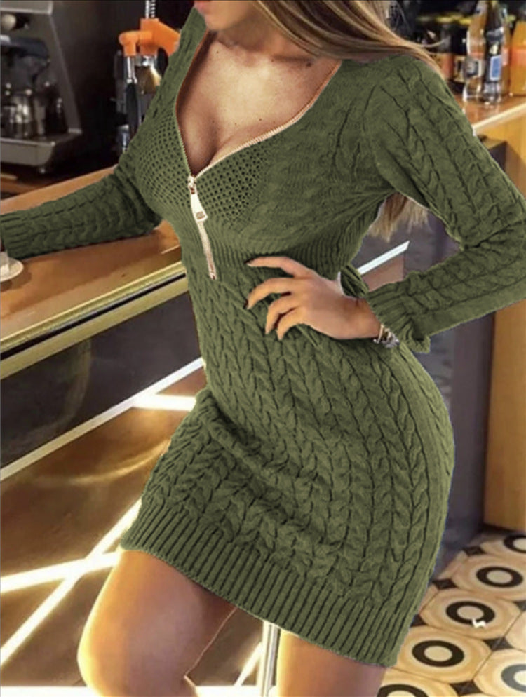 Damen Strickkleid Elegantes Hochkragen Kleid Modern