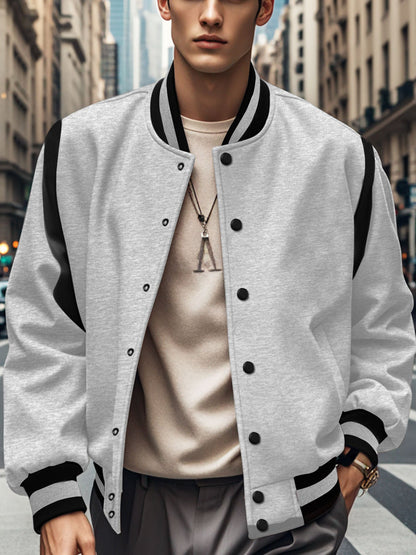 Herren Collegejacke Freizeitjacke mit Kontrastärmeln Modern