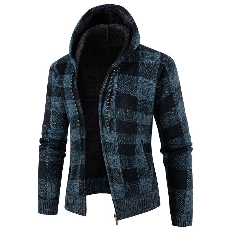 Herren Kapuzenjacke Modern mit Weichem Futter Schwarz