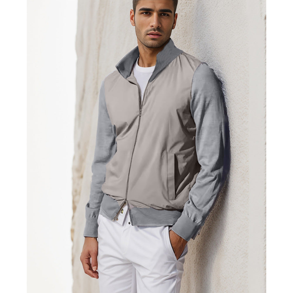 Herren Sommerjacke Lässig Minimales Design Reißverschluss Taschen