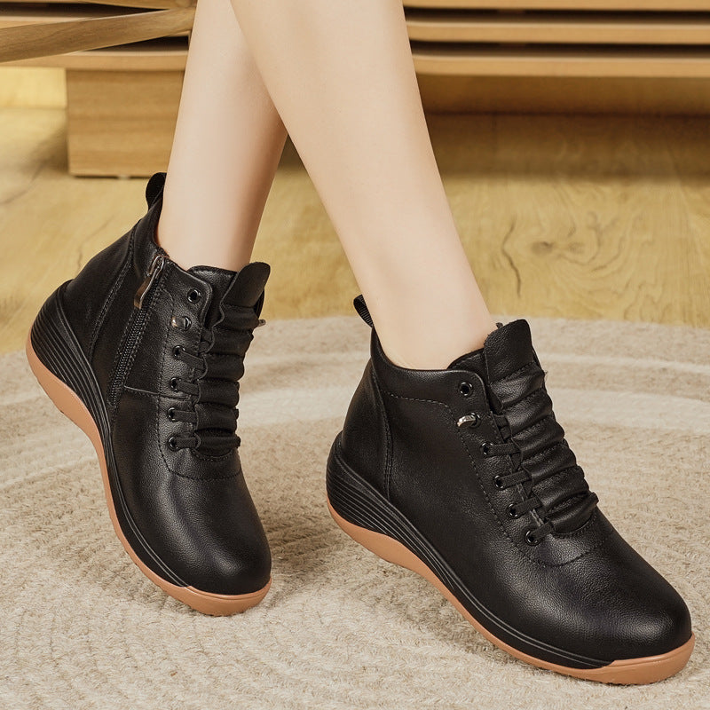 Damen Sneaker High-Top Komfort Schuhe Bequem Laufsohle