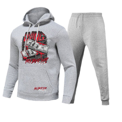 Herren Sportset Hoodie Jogginghose Mit Grafikdruck