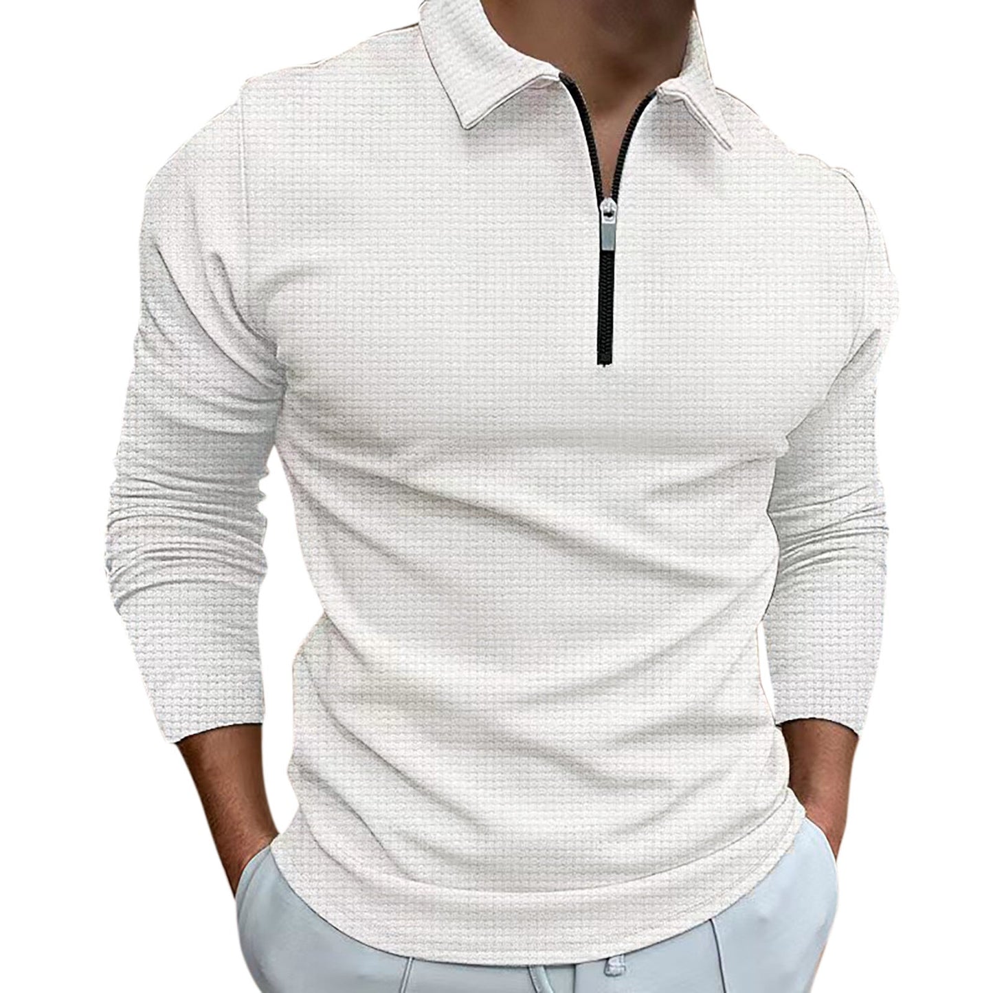 Herren Langarmshirt Modern Strukturiert Reißverschluss