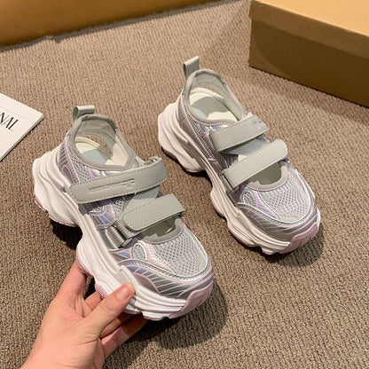Damen Sneaker Sportlich Velours Klettverschluss Schwarz