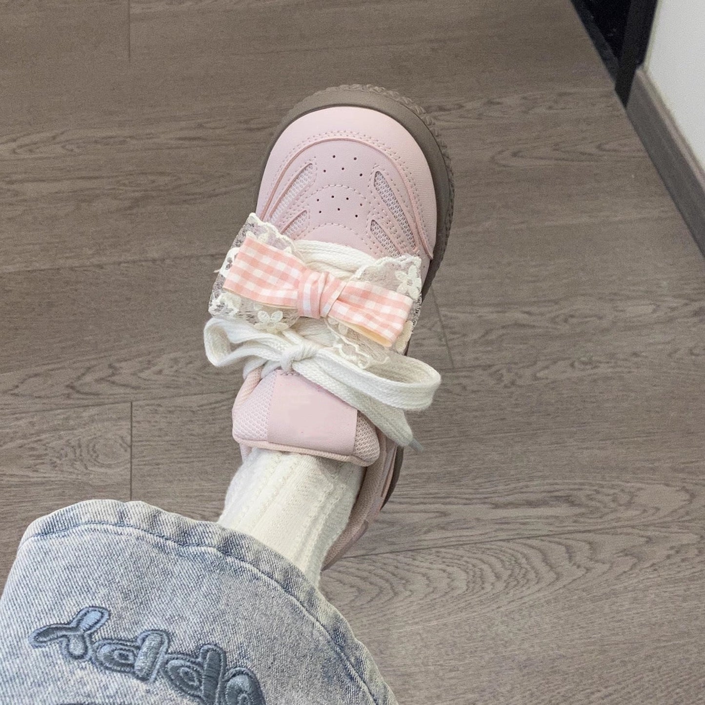 Damen Sneaker Netzstruktur Atmungsaktiv Rüschen Schuhe