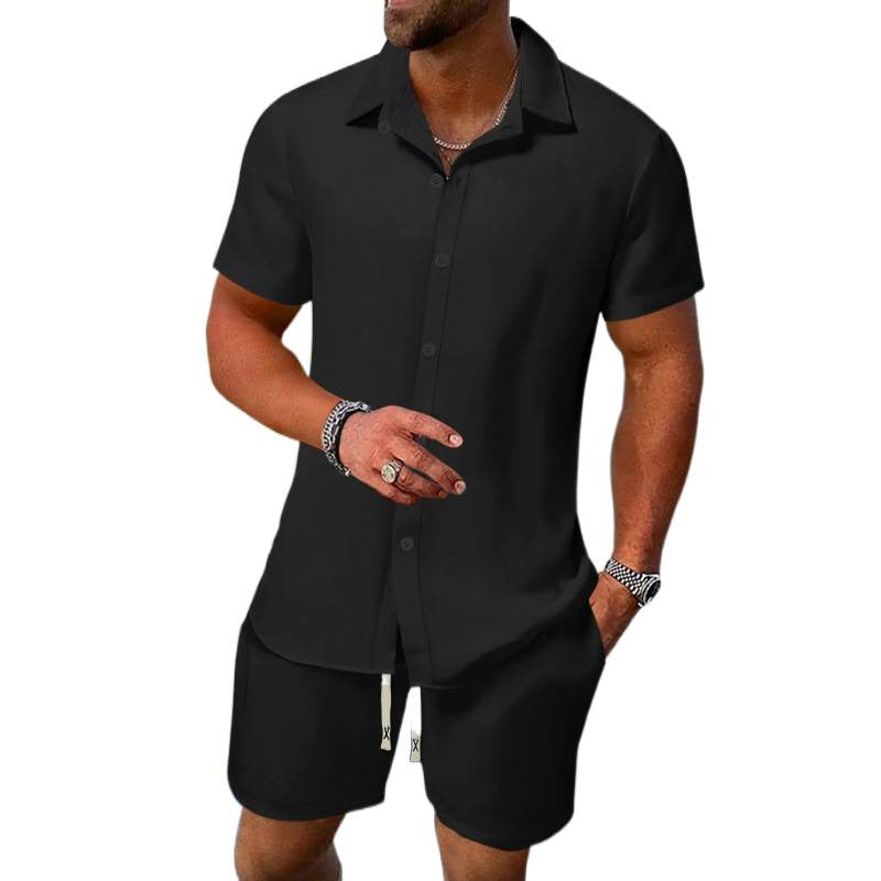 Herren Sommer Set Kurzarmhemd Shorts Relaxed Fit