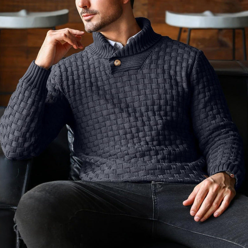 Herren Strickpullover Modern mit Stehkragen und Muster