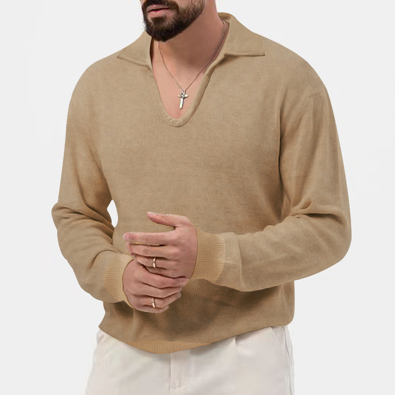 Herren Pullover V-Ausschnitt Lässig Strick Design