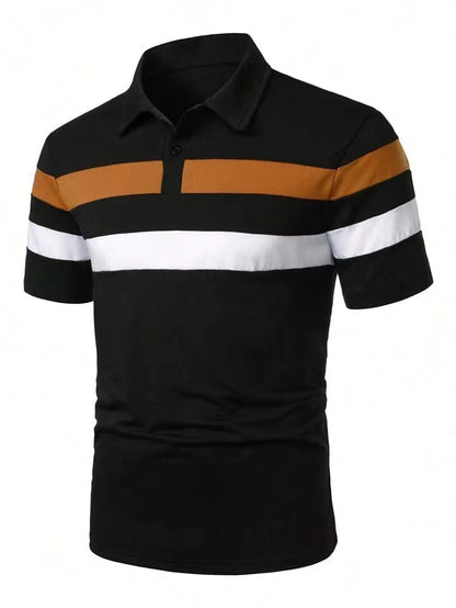 Herren Polohemd Modern Farbblock atmungsaktiv