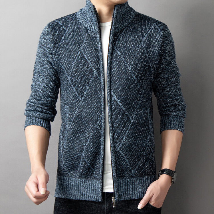 Herren Strickjacke Modern Grafik Muster Zipper
