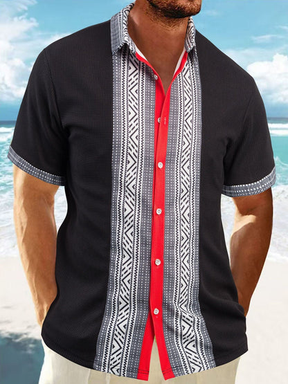 Herren Kurzarmhemd Ethno Muster Trendy Sommer