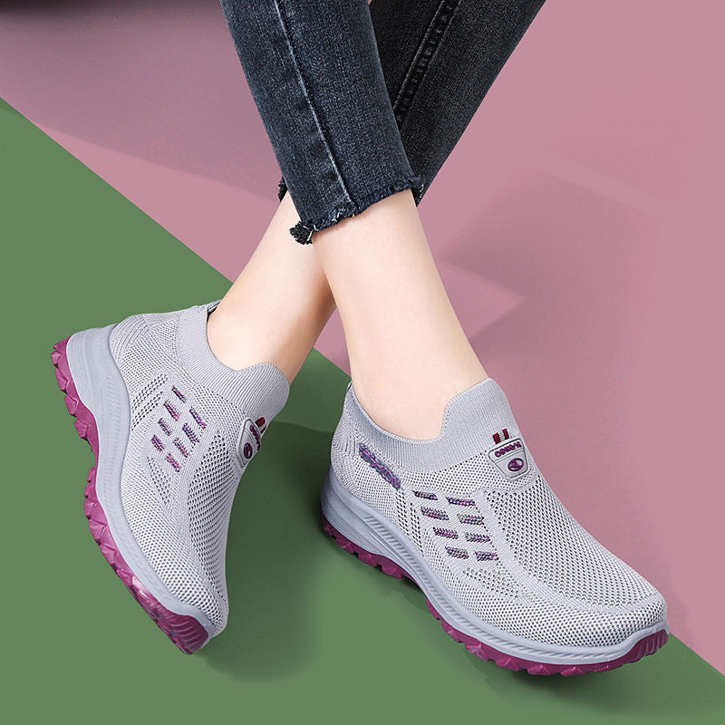 Damen Sneaker Sportlich Leicht Mesh Obermaterial