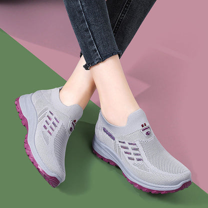 Damen Sneaker Sportlich Leicht Mesh Obermaterial