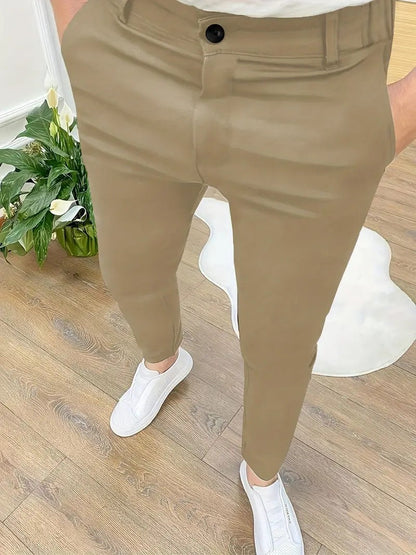 Herren SlimFit Hose Elastisch Mit Taschen Schwarz