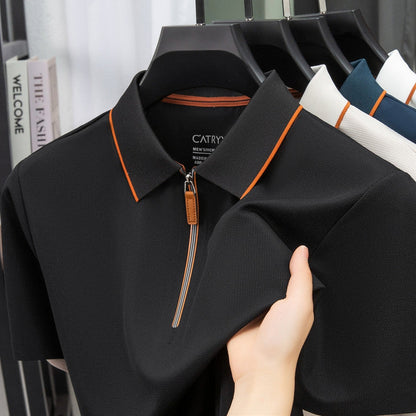 Herren Polohemd Modern Stehkragen Slim Fit