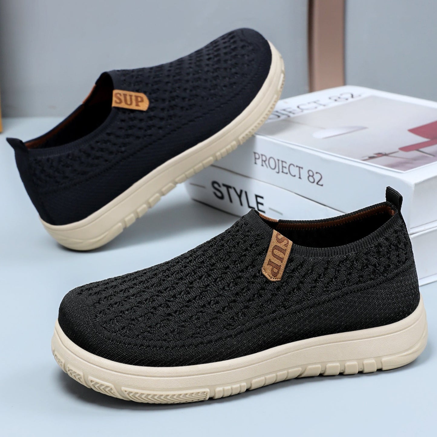 Damen Sneaker Strickschuhe Elastisch Rutschfest