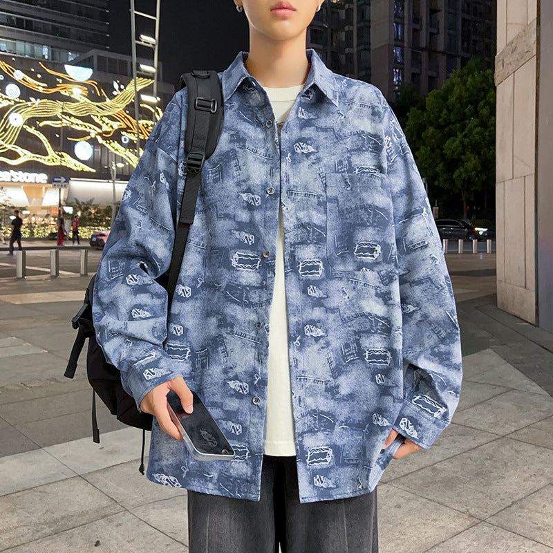 Herren Langarmhemd mit Grafikdruck Modern Trendy