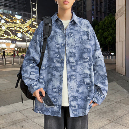 Herren Langarmhemd mit Grafikdruck Modern Trendy