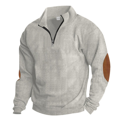 Herren Fleece-Pullover Leder Detail Modern Berlin Style