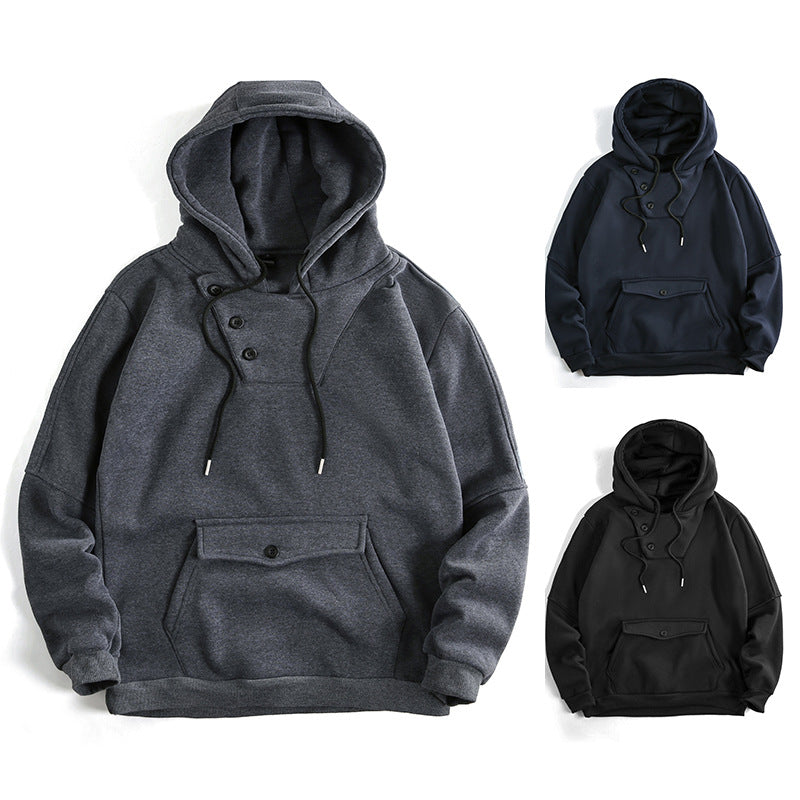 Herren Kapuzenpullover Lässig mit Taschen und Knöpfen - BerlinGlamour