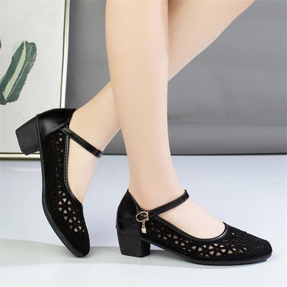 Damen Ballerinas Elegante Spitze Bequem Blockabsatz