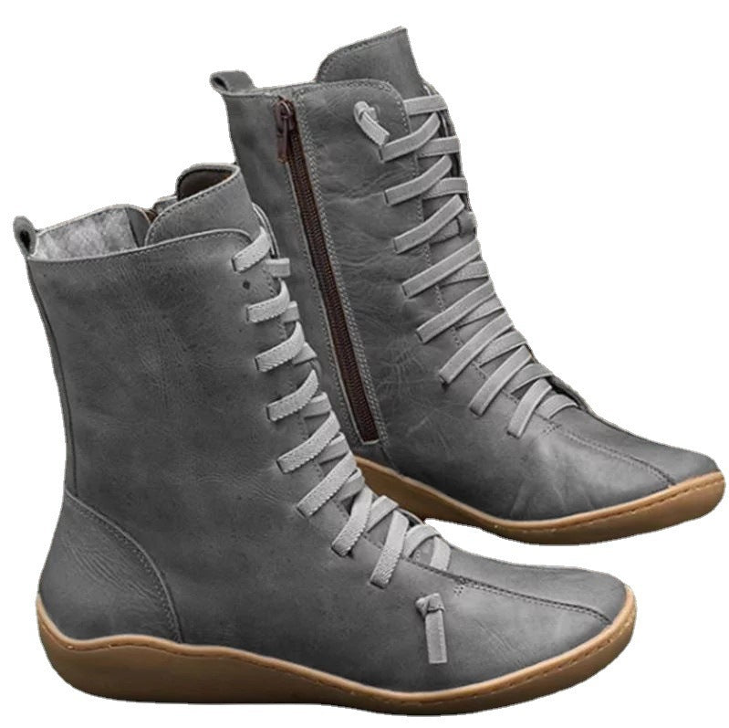 Damen Schnürstiefel Rutschfest Elastisch Winterstiefel