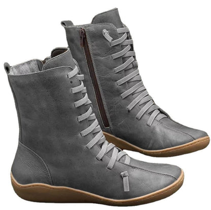 Damen Schnürstiefel Rutschfest Elastisch Winterstiefel