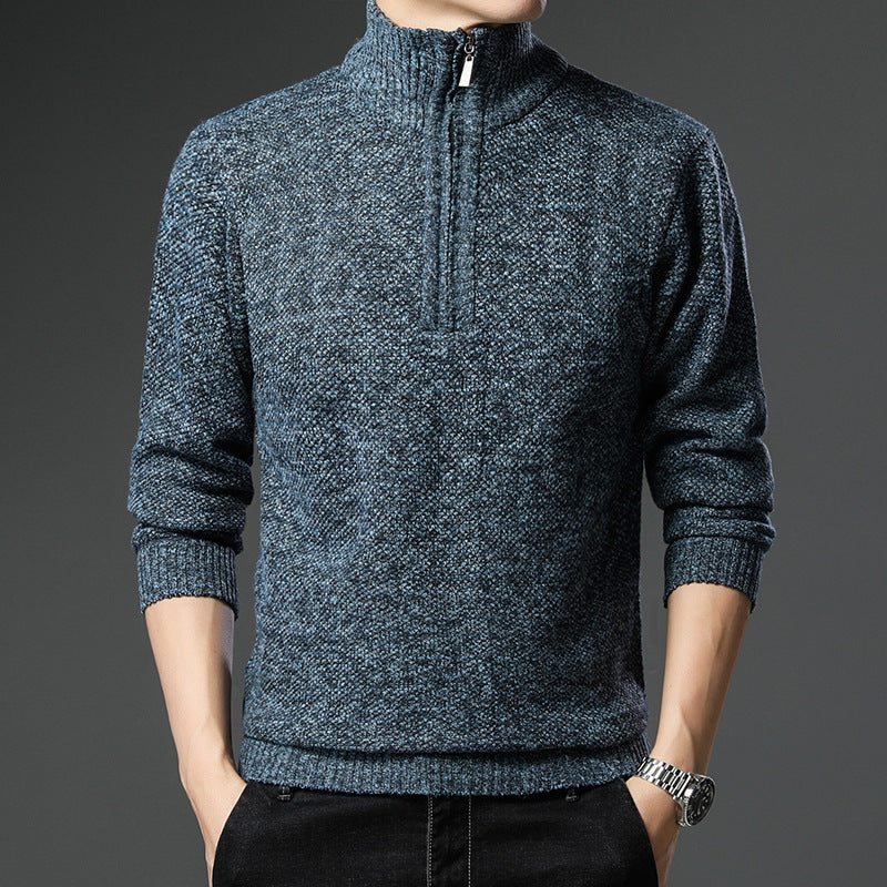 Herren Pullover Modern mit Reißverschluss und Struktur Optik - BerlinGlamour