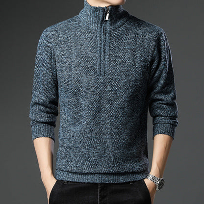 Herren Pullover Modern mit Reißverschluss und Struktur Optik - BerlinGlamour