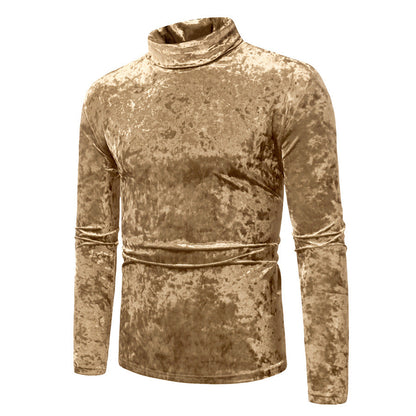 Herren Rollkragenpullover Weich Samt Elegant Modern